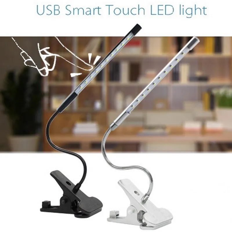

Touch Dimmable Flexible USB LED Eye-care Reading Light Adjustable LED Solid Clip Desk Lamp for Laptop Bedroom Study Lighting