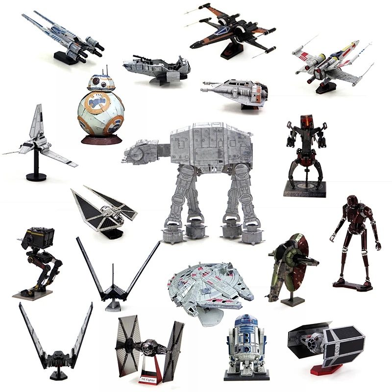 

Color Printed Star Wars Helmet 3D Metal Puzzles DIY Handmade Puzzle Jigsaw Miniatures Millennium Falcon C3PO Board Game Toys