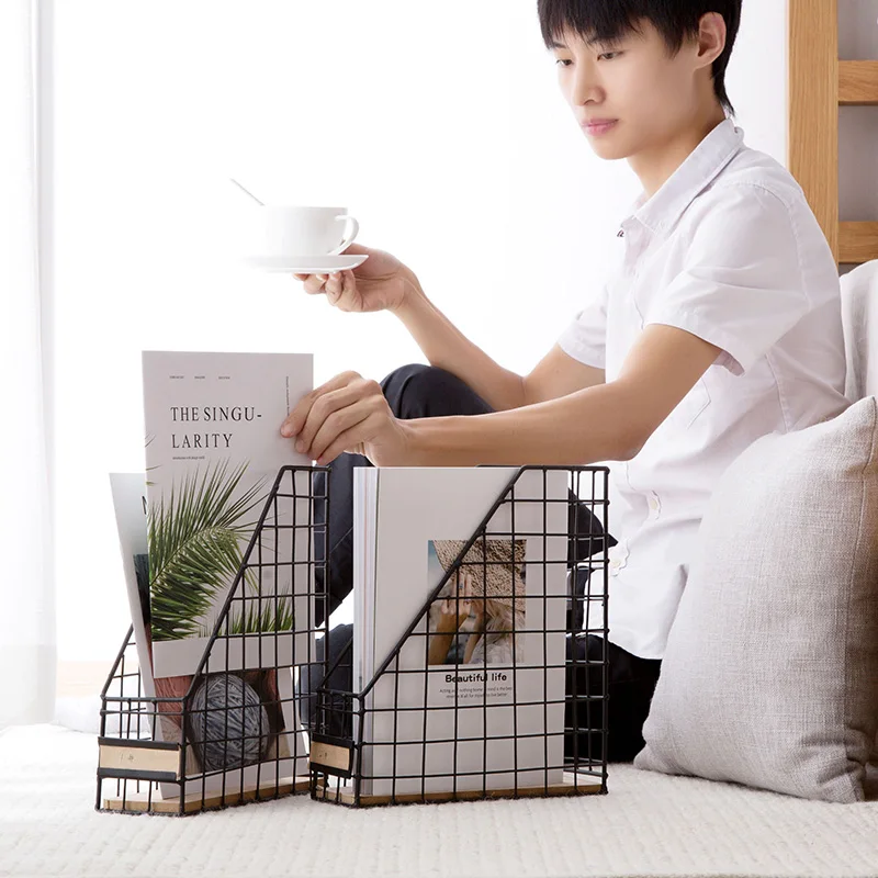 ورقة حامل مكتب شبكة معدنية وثيقة سلة التخزين الشمال الرجعية مجلة رف منظم مكتب