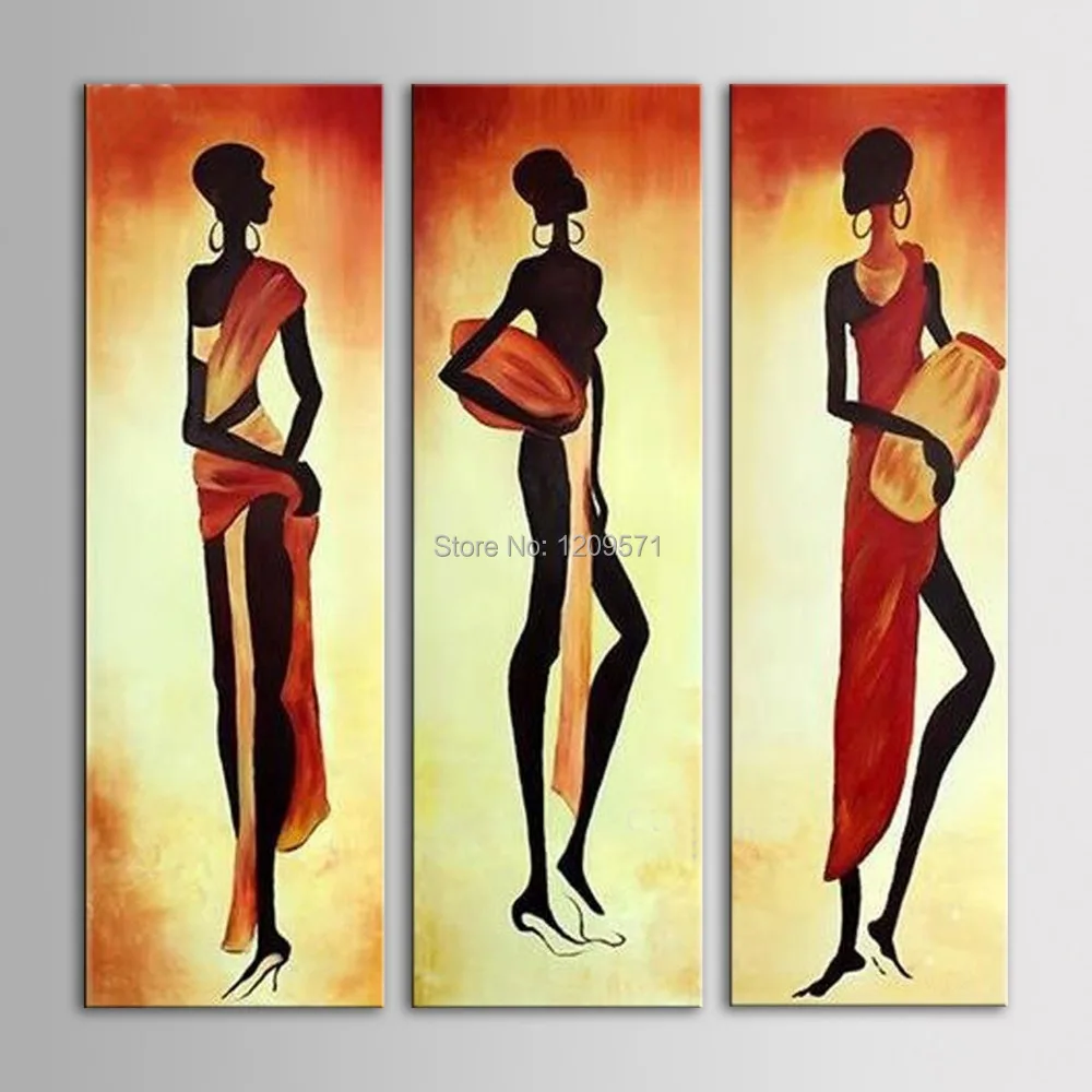 Oil Painting Art Painting Set of 3 African Women Canvas