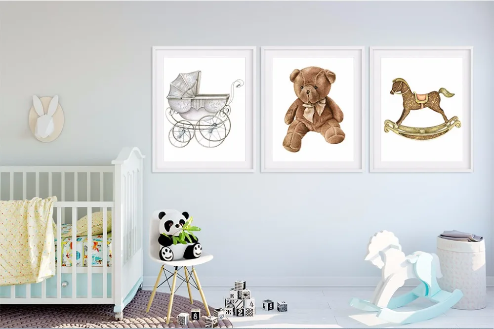 3 Pieces Lovely baby room decoration painting unframed in Painting