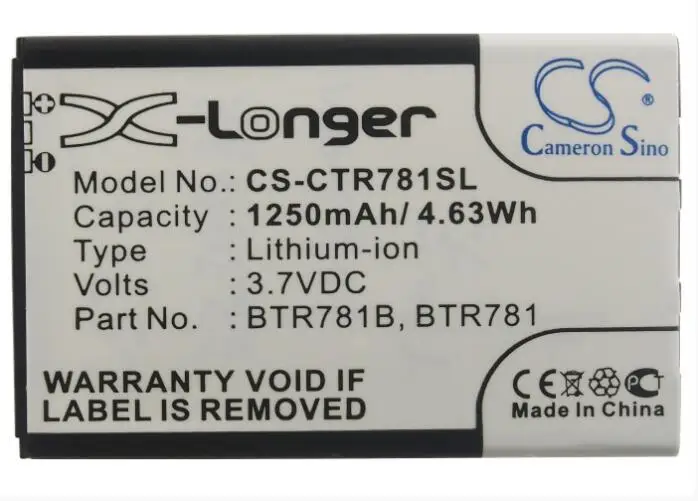 Cameron sino 1250 мАч батарея для CASIO C781 GzOne овраг 2 BTR781 BTR781B мобильный, смартфон