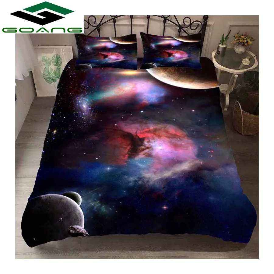 

GOANG bedding set bed sheet Duvet Cover pillow case 3d digital printing colorful space and universe 3pcs bedding home textiles