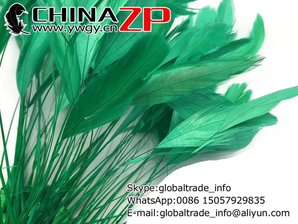 Rooster Tail Feathers, 1 Yard - KELLY GREEN Stripped Coque Tail Feathers Wholesale (bulk) 3