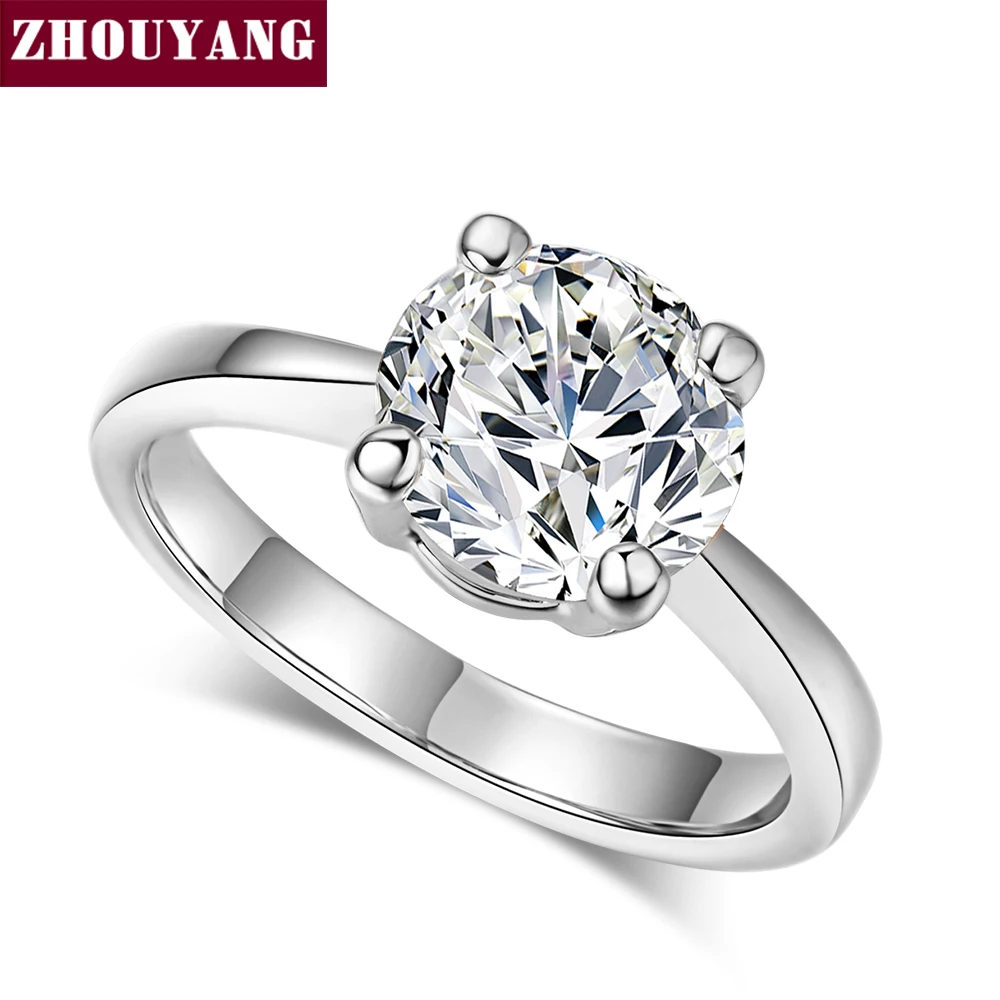 Cubic zircon ring Wedding For Women Four Claw 8mm Cubic Zirconia Engagement Rose Gold Color Flashion Jewelry Girl Friend Gift R333 R335