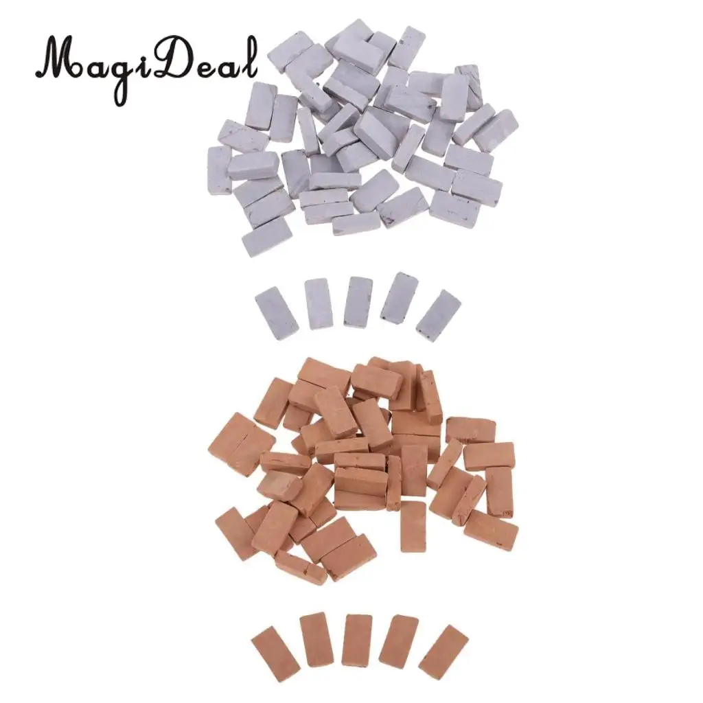 100x 1/16 Mini Realistic Clay Bricks Model for Sand Table Scenery Building DIY Accs