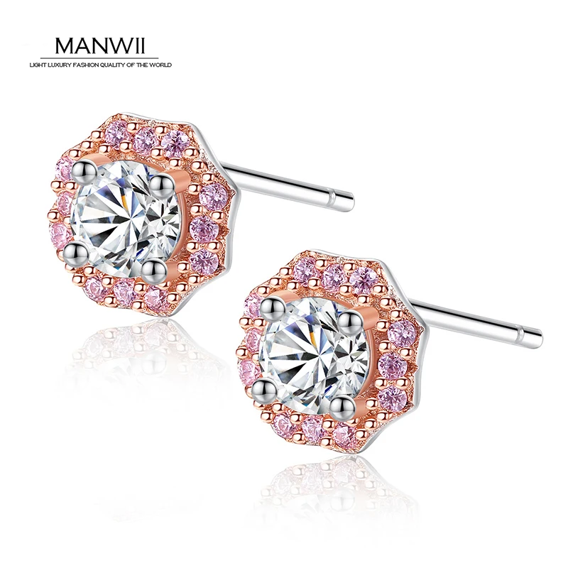 MANWII модные S925 чистого серебра серьги новый простой микро-установка 3A белый