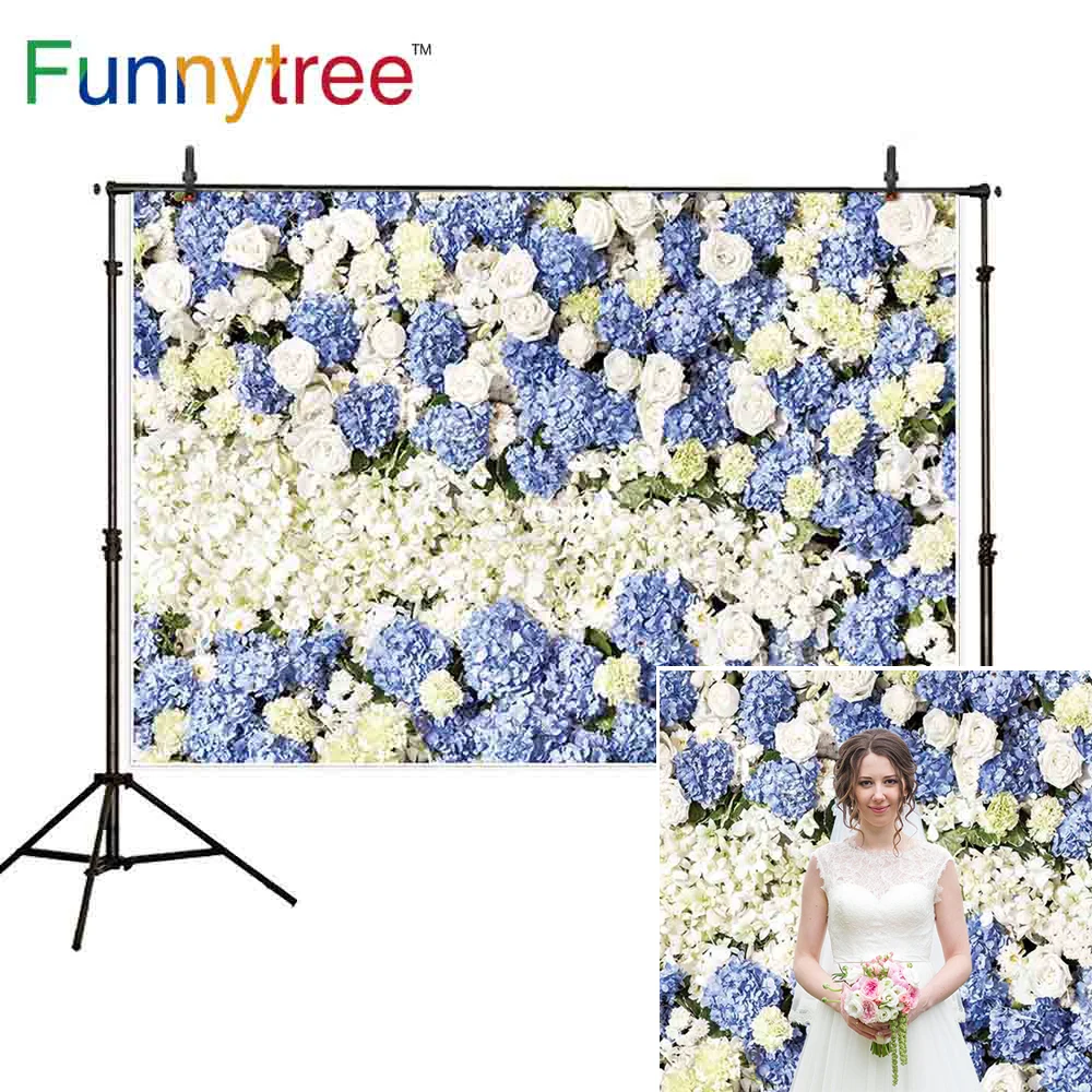 Фоны для фотосъемки Funnytree синие белые розовые 3D цветы розы фотосессия свадебные