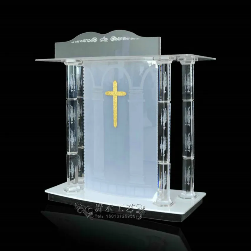 Crystal column Church podium Fixture Displays Tabletop Acrylic Plexiglass Podium Pulpit Lectern Clear Lucite