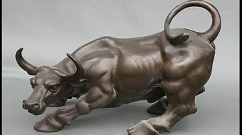 

zhmui88002346<<+16" China Feng Shui Pure Copper Bronze Zodiac Bull Oxen Animal Statue Sculpture