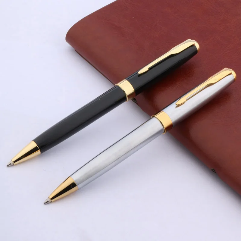 High Quality 333 Ball Point Pens Black Stainless Steel Arrow Stationery Office School Supplies Golden Ink Pens