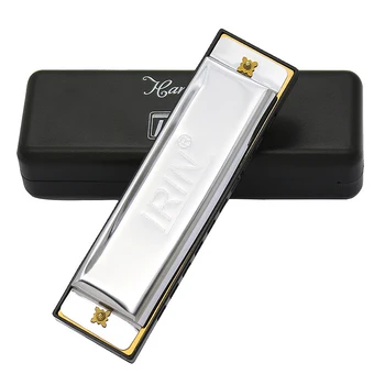 

Silver Blues 10 Hole 20 Tone Harmonica Key ofC Mouth Organ with Black Storage Box