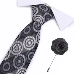 Для мужчин галстук 100% шелк черный Пейсли жаккард галстук + платок + запонки устанавливает для официального Свадебная деловая вечеринка