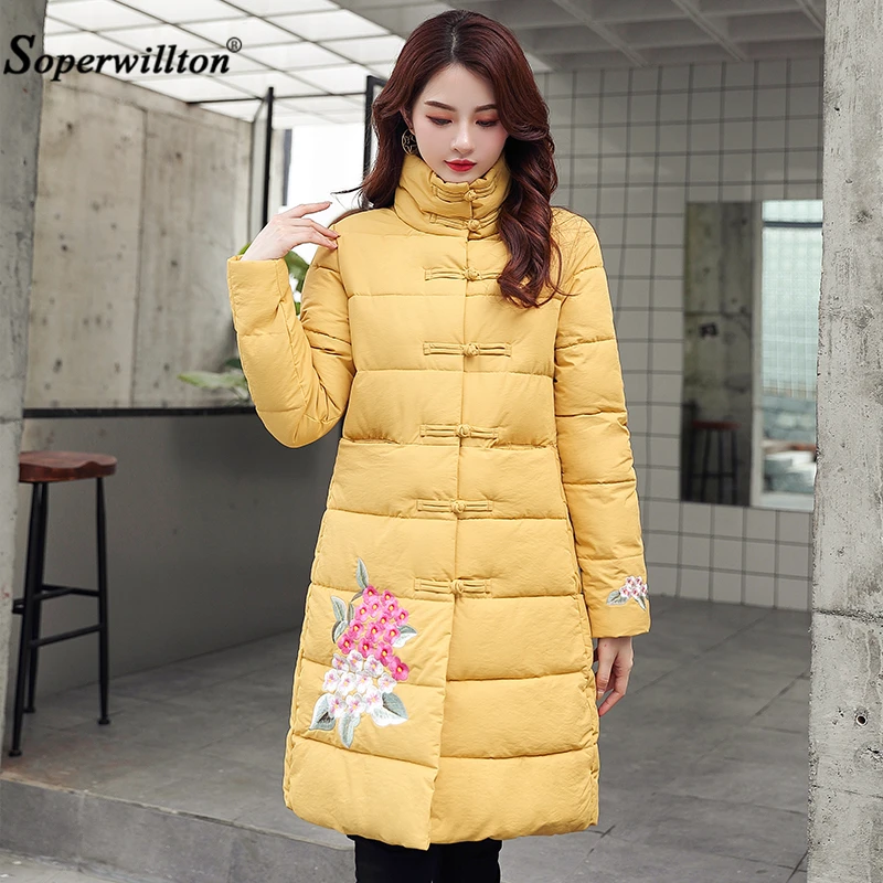 

Chinese style New Arrival Fashion Slim Women Winter Jacket Cotton Padded Warm Thicken Ladies Coat Long Coats Parka Women Jackets