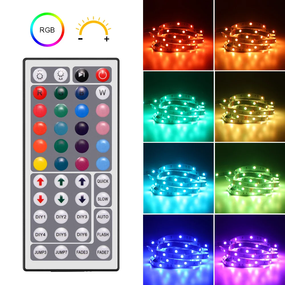 Светодиодный лента 5 м/10 м 5050 RGB многоцветный Светодиодные ленты света не Водонепроницаемый Светодиодные ленты 12 v украшения Спальня ТВ Светодиодные ленты с пультом дистанционного управления