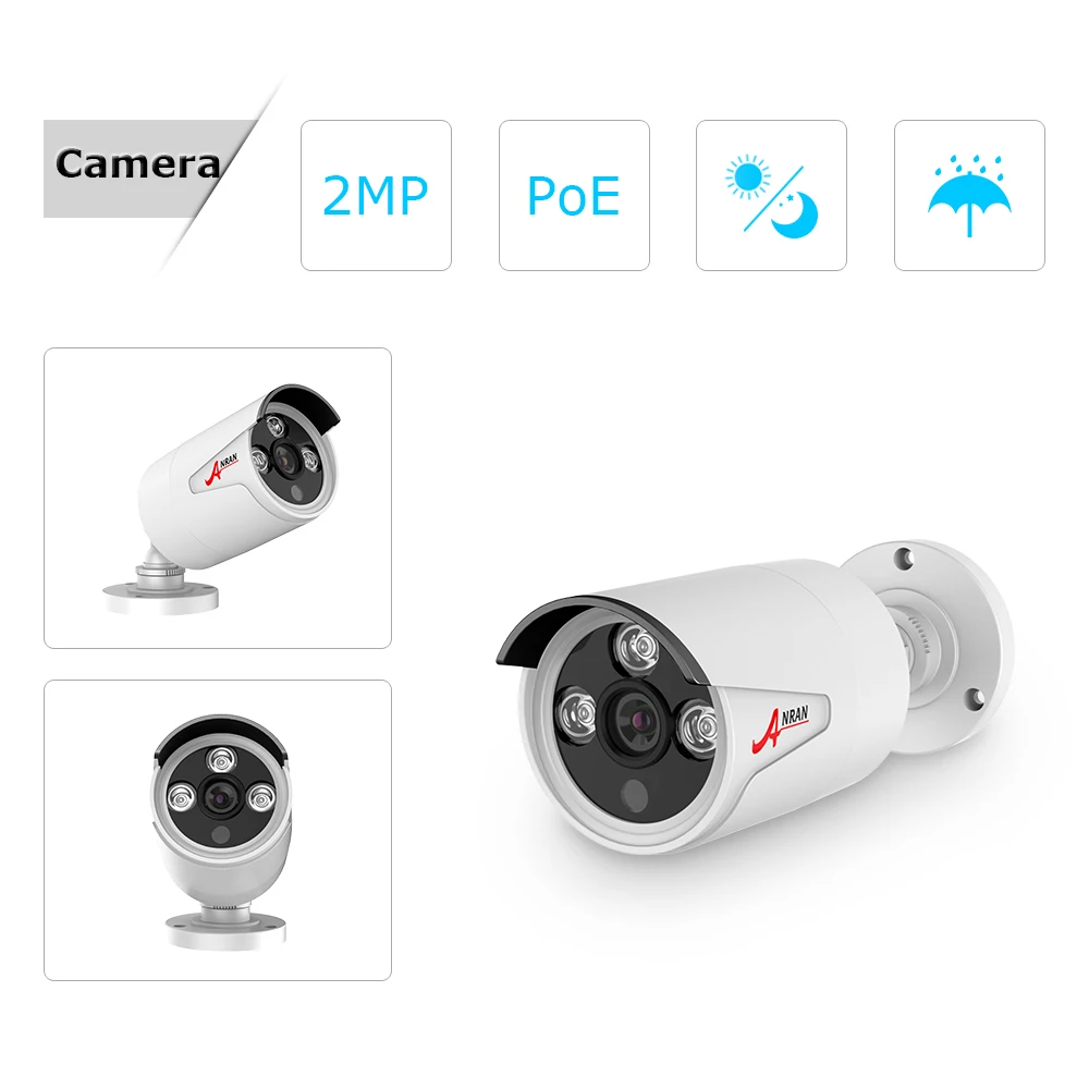 ANRAN P2P Plug And Play 4CH NVR 48V POE CCTV система 1080P HD Массив ИК-детектор движения наружная безопасность POE IP камера 2 ТБ HDD