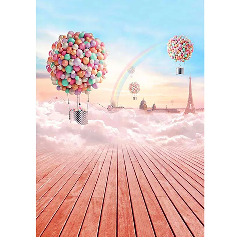 

3M Photography Background Wooden Floor Rainbow Eiffel Tower Photography Backdrop