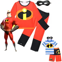 Incredibles/костюм из 2 предметов для мальчиков; невероятный Детский костюм супергероев для Хэллоуина; летний детский костюм; комплекты одежды