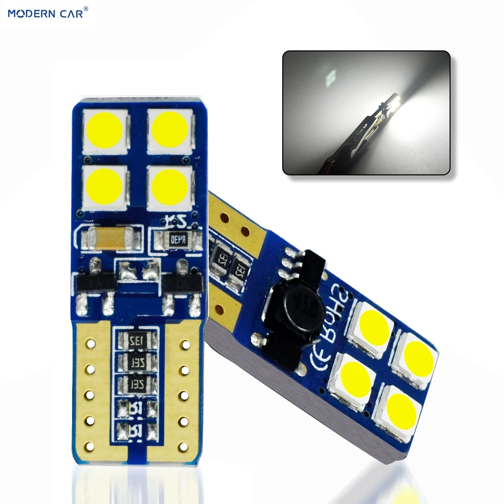 

MODERN CAR 2pcs T10 W5W bulb 8SMD 3030 Chip From Can bus Led white Light-Emitting Diodes Independent Led Bulb Auto Lamp 12V