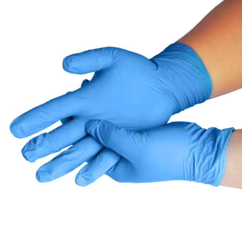 10 шт удобные резиновые одноразовые механические лабораторные безопасные рабочие нитриловые перчатки Синие Защитные рабочие перчатки