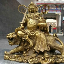 Коллекционные бронзовый S2483 1" Тибетский Народная латунь Медь доблестные деньги плутос ездить на тигра статуя Будды