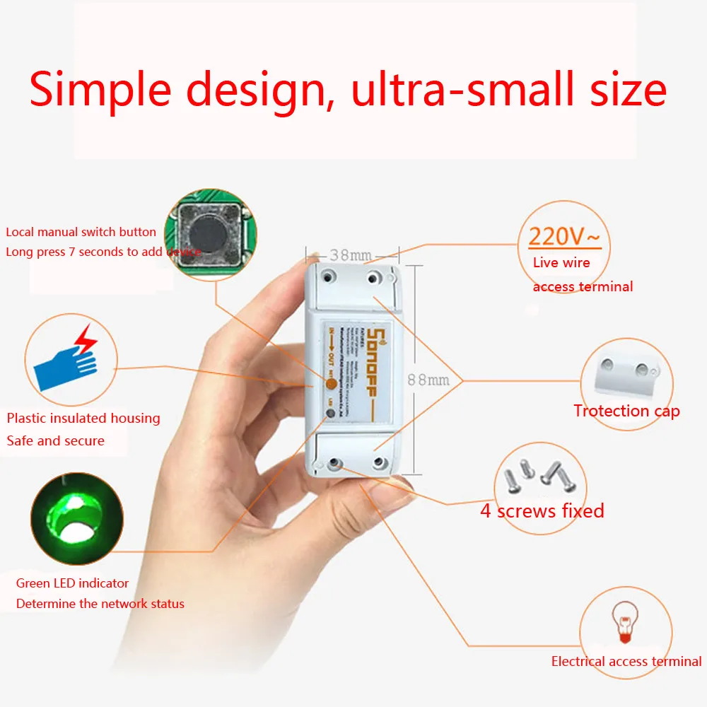 SONOFF базовый Умный дом Wifi беспроводной переключатель дистанционного управления релейный модуль автоматизации для смартфонов Apple Android 10A 220 В