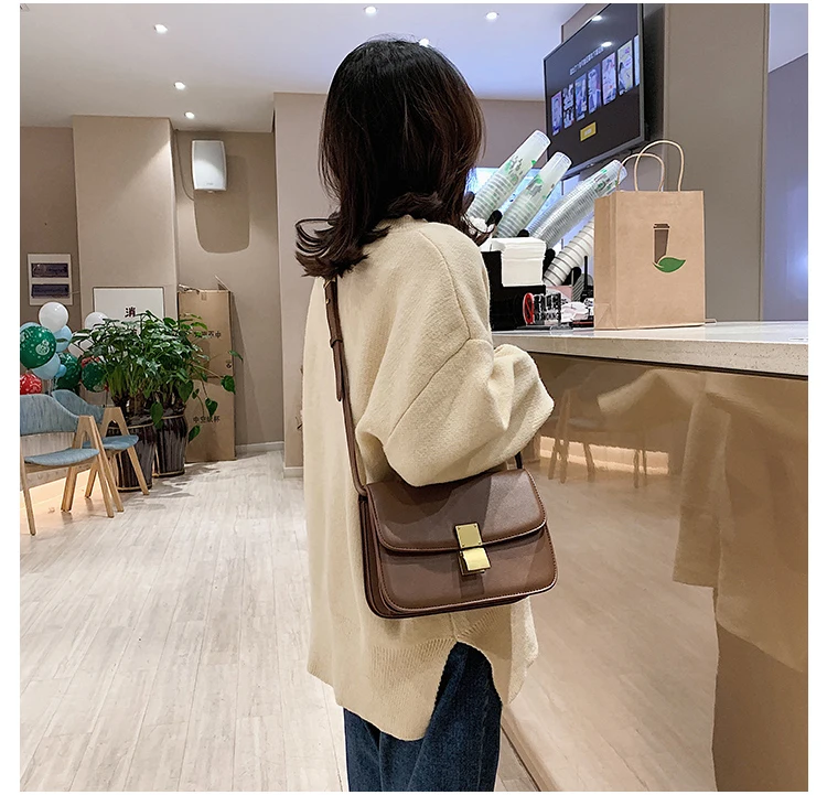 Luxury Brand Handbag New Fashion Simple Square bag Quality PU Leather Women's Designer Handbag Lock Shoulder Messenger bags