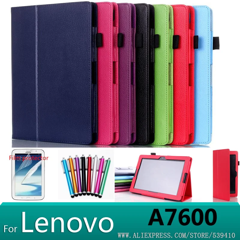 Для lenovo A10-70 A7600 чехол с подставкой личи кожаный для планшетный ПК + Защитные