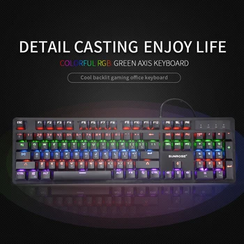 

USB Wired Mechanical Keyboard for Computer 104 Key Gaming Keyboard with Backlight Blue Switch Axis Keycaps for PC