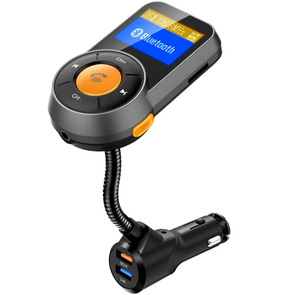 

Hands Free FM Transmitter Car Accessories Wireless Dual USB Charger Bluetooth Connector Large Screen Quick Charge