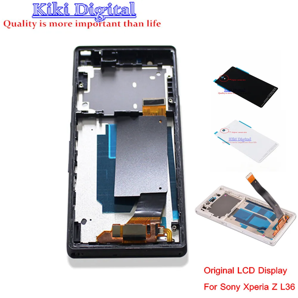 Full LCD Display Touch Screen Digitizer wiht Frame and Battery cover For Sony For Xperia Z