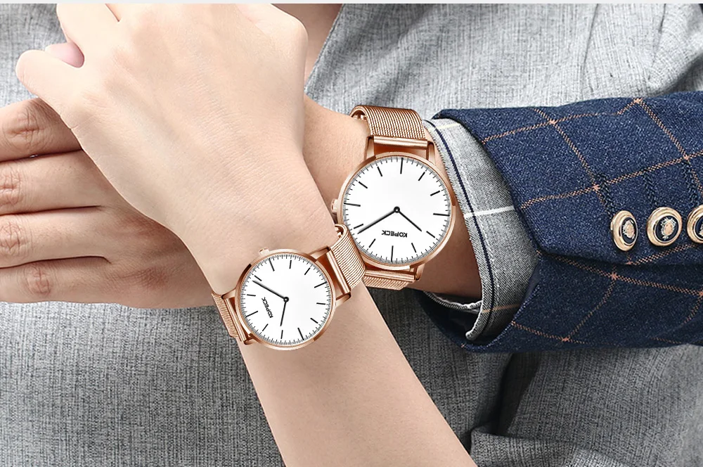 Повседневные часы В миланском стиле с сетчатым ремешком из нержавеющей стали, парные кварцевые часы, парные наручные часы