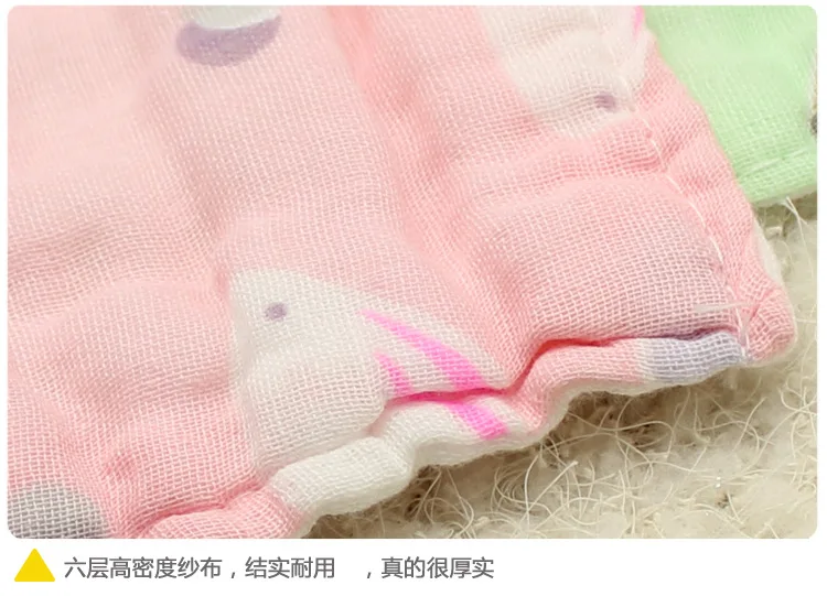 2pcs/lot Baby Face Towel 6 Layers of Gauze Washing Towel Baby Towel Cotton Printed Handkerchief 30*30CM