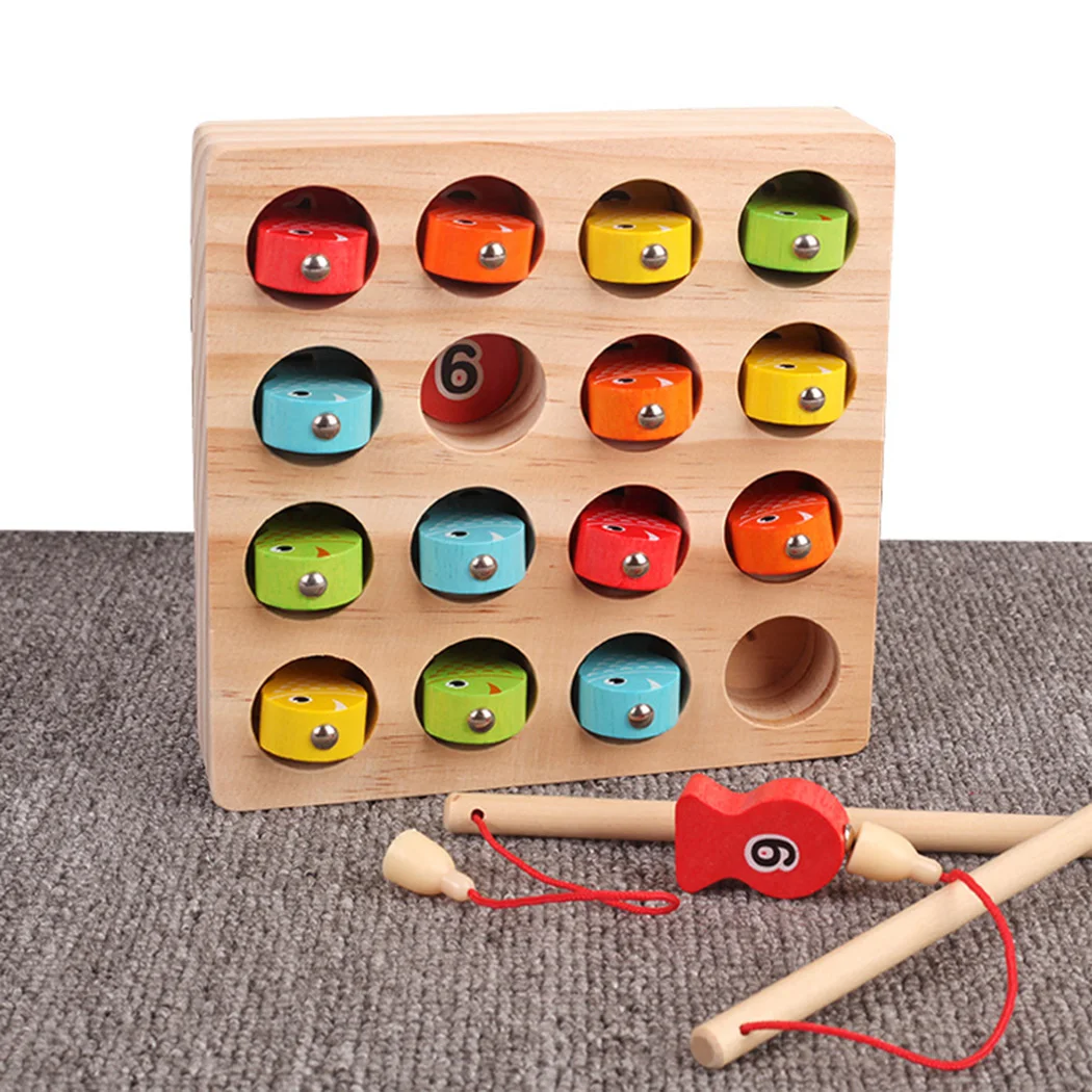 Детский деревянный цифровой магнитный рыболовный детские игрушки для малышей игра образовательный родитель-детская игра рыбные игрушки