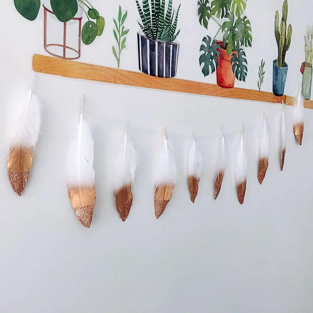 

INS Indian Style Glittering Feather Birthday Party Decoration Banners Garland 12Pcs/String #CO