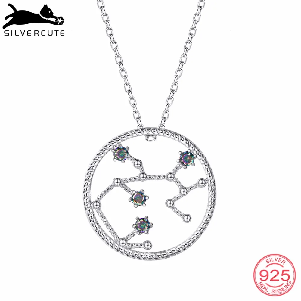 

Silvercute Sagittarius Collares 925 Sterling Silver Pendants Necklaces & Topaz Stones Constellation Fine Women Jewelry SCP6083B