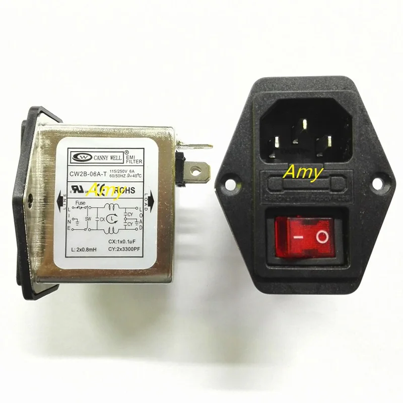 Сетевой фильтр EMI CW2B 06A однофазный выключатель 220 В переменного тока|emi filter|power emi