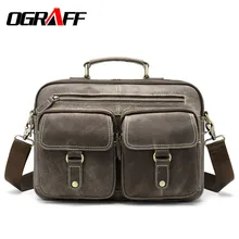 OGRAFF Large Messenger Bag Men Leather Briefcase Laptop Crossbody Bag Genuine Leather Shoulder Bag Handbag Tote Famous Brand New vintage portfolio genuine leather men briefcase laptop bag laptop case leather business bag large tote handbag shoulder bag