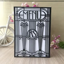 50X лазерная резка на заказ wordpearl бумага романтическое свадебное меню день рождения Aniversary вечерние свадебные приглашения поздравительная открытка