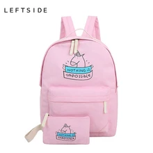 Leftside mochilas escolares para las niñas adolescentes 2017 de lona impresión mochilas mochilas bolsos lindos 2 unids/set lindo laptop back packs