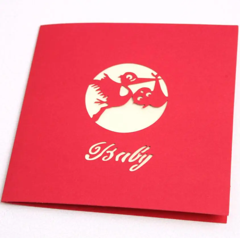  10pcs 3D Creative Dog+Baby Stroller Handmade Kirigami Origami Wedding Party Baby Shower Invitation  - 32817476831