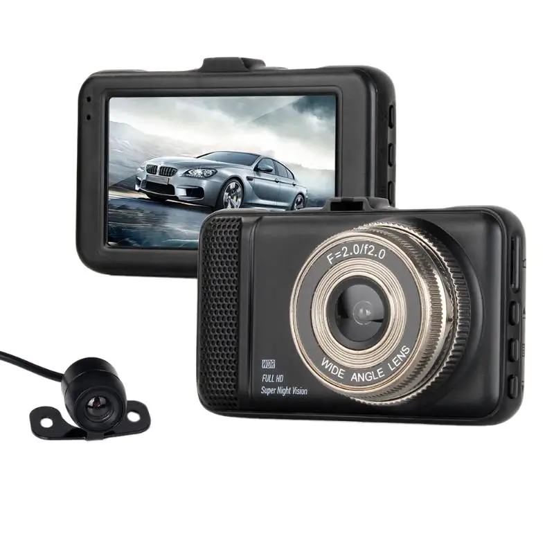 3-дюймовый Видеорегистраторы для автомобилей Камера 1080P HD Двойной объектив видео Регистраторы поддерживает обнаружение движения G-sensor Dash Cam 140 Широкий формат Видеорегистраторы для автомобилей S
