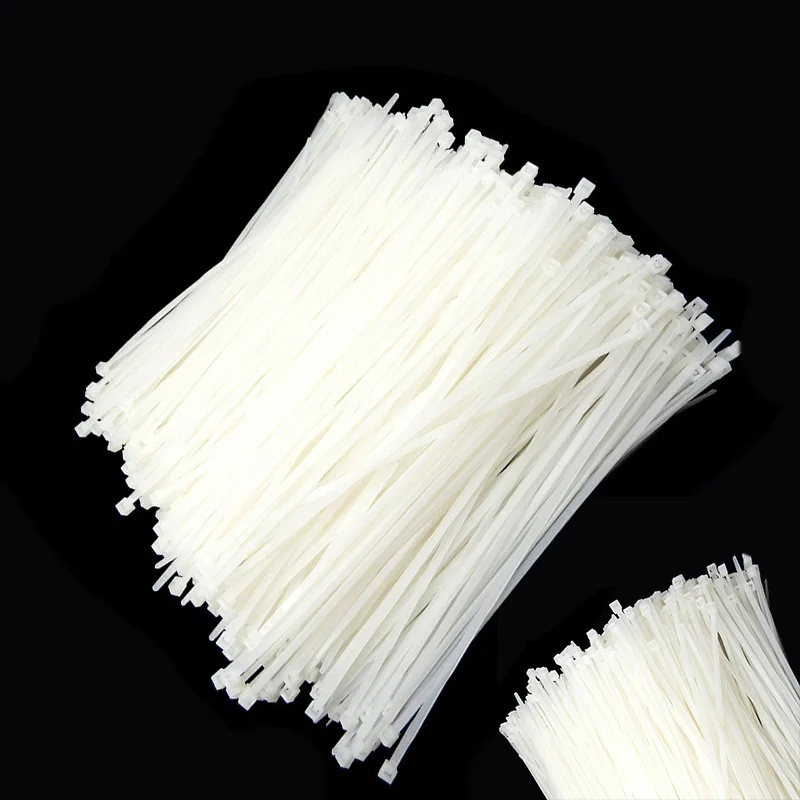 

White Cable ties Nylon Tensile Wire Self-locking Fastener Tool Clamps Accessory Replacement Cord Zipper 1000pcs