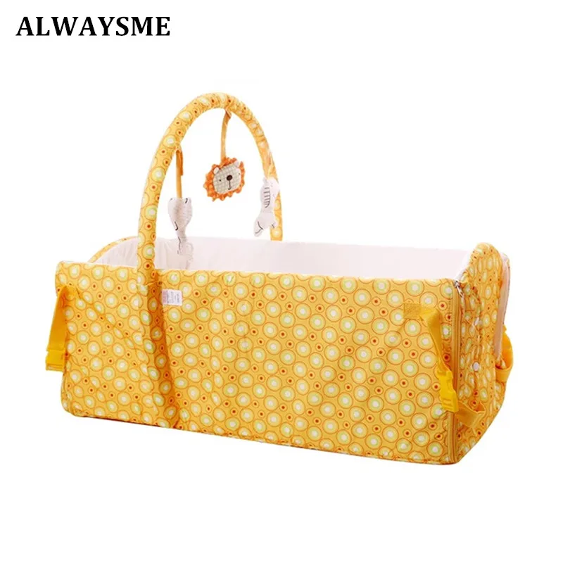 

ALWAYSME Baby Kids Crib Cradle Portable Travel Bassinet Basket Co-Sleeper Side Sleeper Baby Lounger Crib Tummy Time 0-8 Month