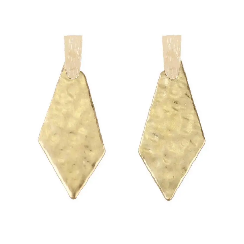 

Women's Simple Thumped Geometric Square Polishing Drop Earrings Hammered Irregular Geometric Metal Rhombic Dangle Drop Earrings