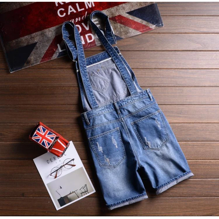 Sokotoo Для мужчин летние синие джинсовые комбинезоны Шорты мальчика Большие размеры до колен узкие джинсы