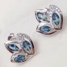 Серьги-гвоздики с натуральным сапфиром,, настоящее сапфир, серебро 925 пробы, ювелирные украшения, 0.15ct* 6 шт, драгоценные камни# T18102201