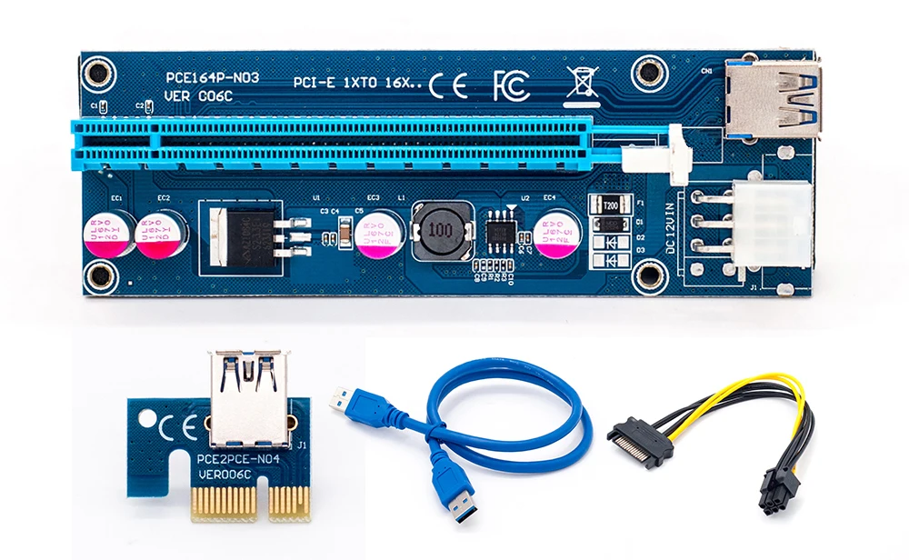 006c USB 3.0 pci-e Express 1x 4x 8x 16x Extender Райзер адаптер карт SATA 15pin штекерным 6pin Мощность кабель