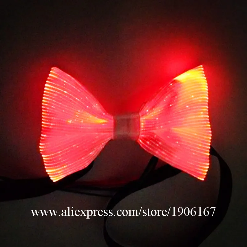 Colorful Led Fiber Optic Luminous Bow Ties Men Women Glowing Light Up