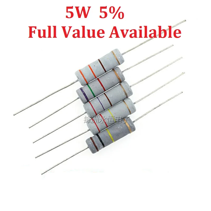 10pcs 5W 10K Ohm 5% Tolerance Fixed Type Wire Wound Resistors Power Resistors